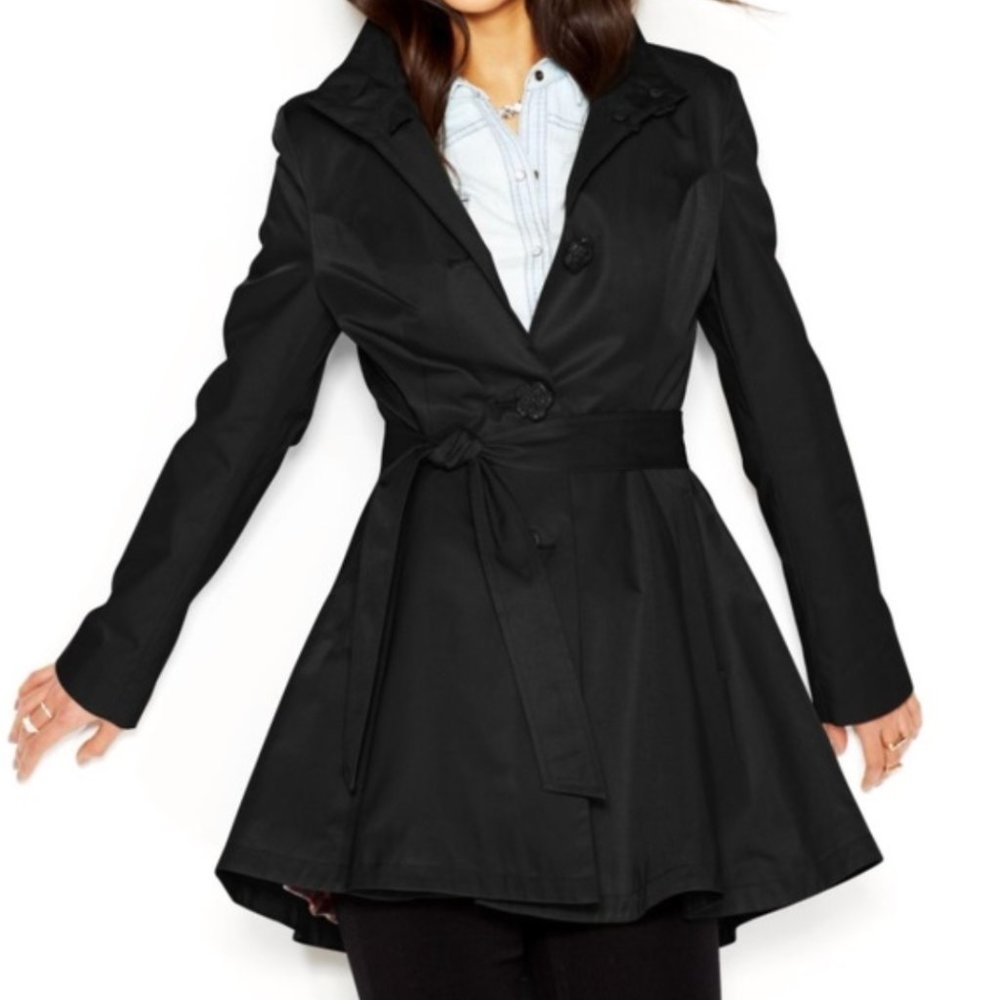 Betsey Johnson | Black Skirted A-Line Trench Coat